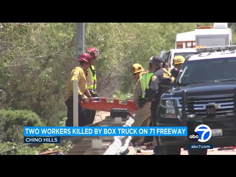 Video: 2 Caltrans contract workers killed after box truck slams into crew off 71 Freeway in Chino Hills